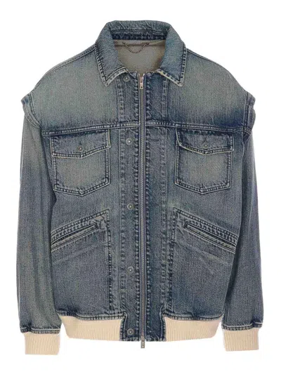 Golden Goose Bomber Blue Washed Effect In Denim In Blue