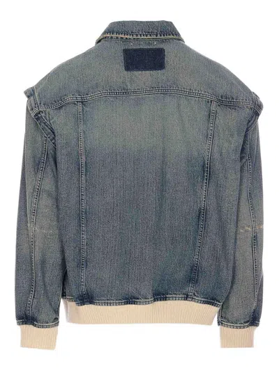 Golden Goose Bomber Blue Washed Effect In Denim In Blue
