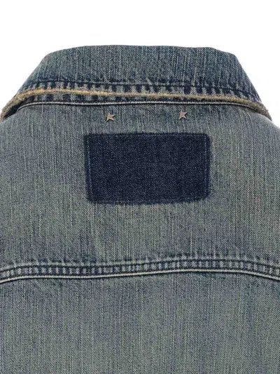 Golden Goose Bomber Blue Washed Effect In Denim In Blue