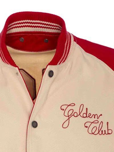 Golden Goose Nic Cotton Jacket With Maxi Golden Club Embroidery In Multi