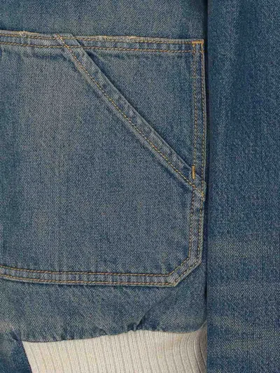 Golden Goose Ianira Denim Jacket With Knitted Ribbed Profiles In Blue