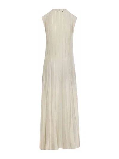 Golden Goose Womens Baby Blue Dress With Vertical Striped Pattern In White