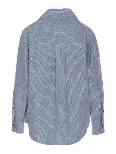 Bottega Veneta Cotton And Linen Blouse In Blue