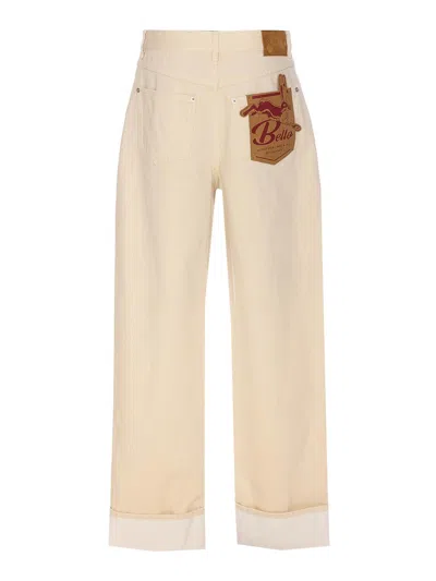 Bottega Veneta Wide Leg Jeans With Cuffs In Neutral