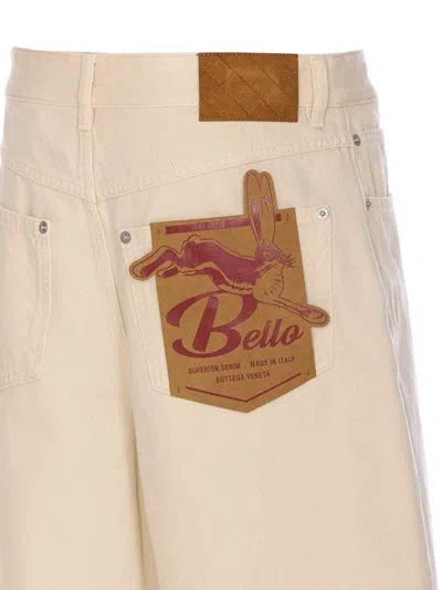 Bottega Veneta Wide Leg Jeans With Cuffs In Neutral