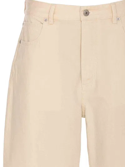 Bottega Veneta Wide Leg Jeans With Cuffs In Neutral