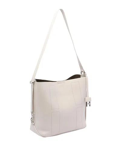 Hogan Rectangular Grained Leather Hobo Bag With Internal Clutch