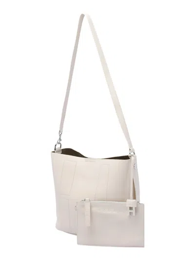 Hogan Rectangular Grained Leather Hobo Bag With Internal Clutch