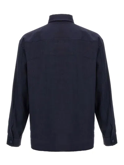 Hugo Boss Relaxed-fit Shirt In An Italian-made Linen Blend In Blue