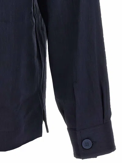 Hugo Boss Relaxed-fit Shirt In An Italian-made Linen Blend In Blue