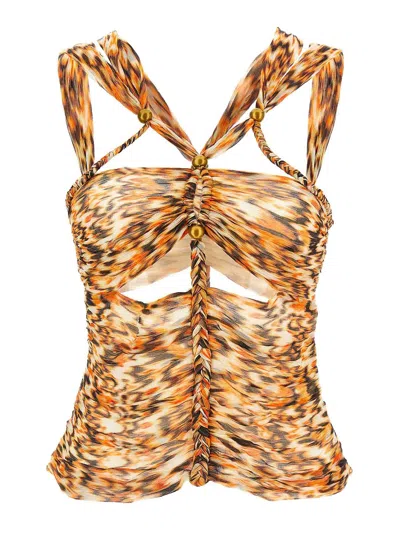 Isabel Marant 'braided Straps Cut-out Fitted Top' In Brown