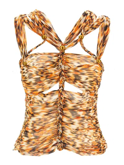 Isabel Marant 'braided Straps Cut-out Fitted Top' In Brown