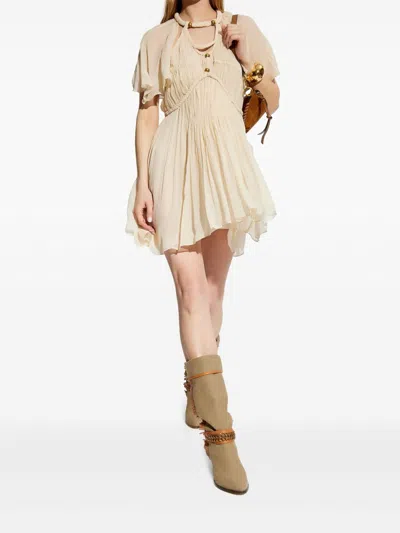 Isabel Marant Knee Length Dress Featuring Braided Detailing In White