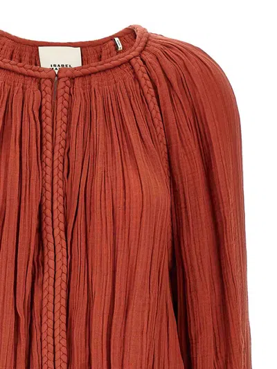 Isabel Marant Dress With Trim Drawstring Pleats Sleeves In Brown