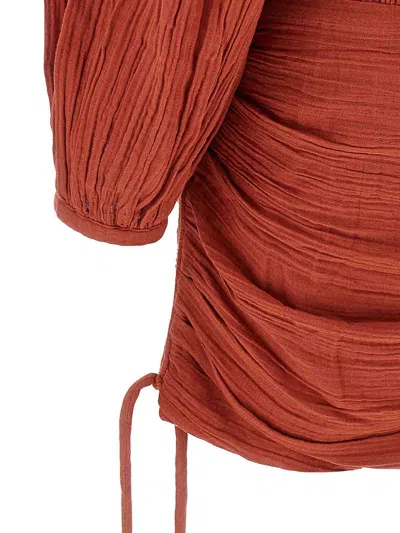 Isabel Marant Dress With Trim Drawstring Pleats Sleeves In Brown