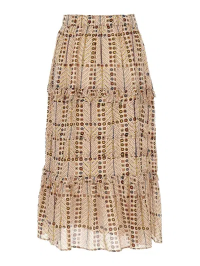 Isabel Marant Étoile Tiered Ruffled Skirts In Printed Lightweight Fabric In Brown