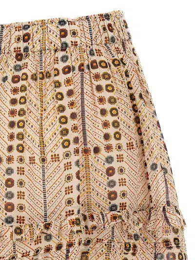 Isabel Marant Étoile Tiered Ruffled Skirts In Printed Lightweight Fabric In Brown