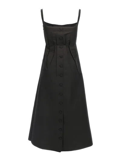 Marni Trapeze Midi Dress With Structured Bustier In Black