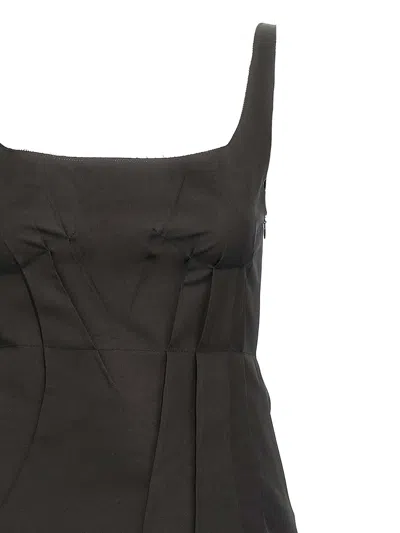 Marni Trapeze Midi Dress With Structured Bustier In Black