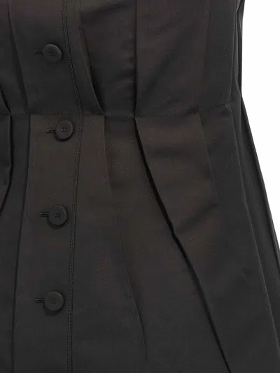 Marni Trapeze Midi Dress With Structured Bustier In Black