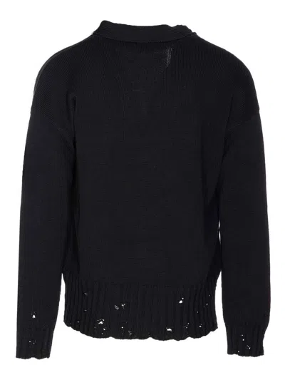 Marni Logo Embroidery Cardigan Sweaters And Cardigans Black In Black