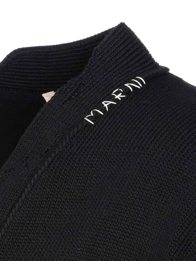 Marni Logo Embroidery Cardigan Sweaters And Cardigans Black In Black