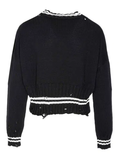 Marni Roundneck Crewneck Crop Distressed Ribbed Contrast