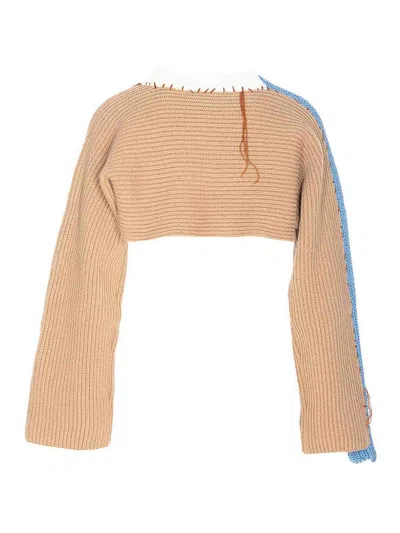 Marni Women Bicolor Cropped Sweater With Stitching