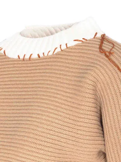 Marni Women Bicolor Cropped Sweater With Stitching