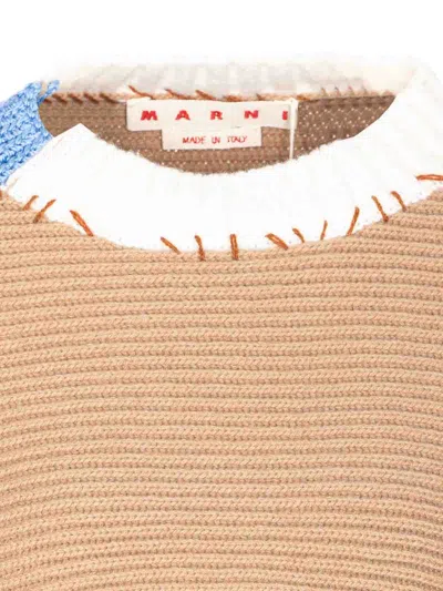 Marni Women Bicolor Cropped Sweater With Stitching