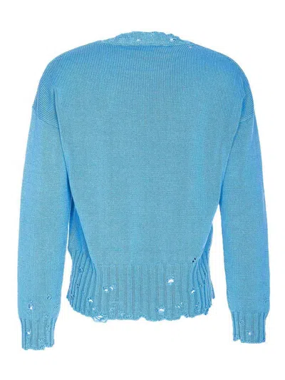 Marni Light Blue Cotton Crewneck Sweater In Blue