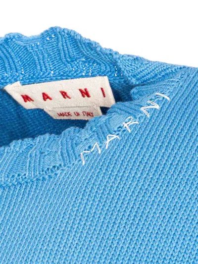 Marni Light Blue Cotton Crewneck Sweater In Blue