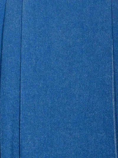 Marni Denim High Waist Midi Skirt With Pleated Detail In Blue