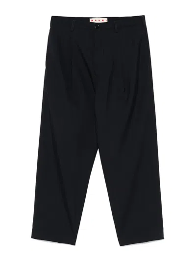 Marni Trousers With Pleated Design And Pockets In Black