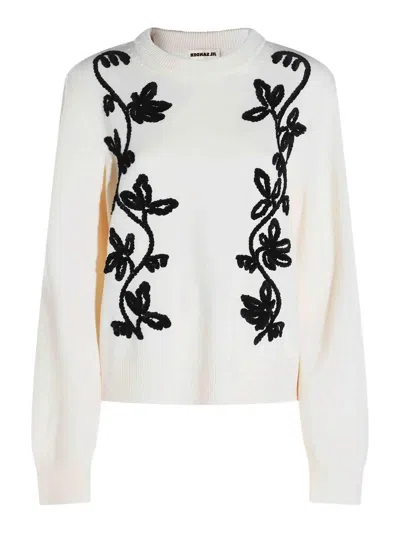 Jil Sander Embroidered Wool Jumper In White