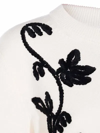 Jil Sander Embroidered Wool Jumper In White