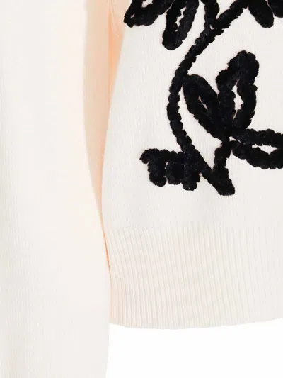 Jil Sander Embroidered Wool Jumper In White