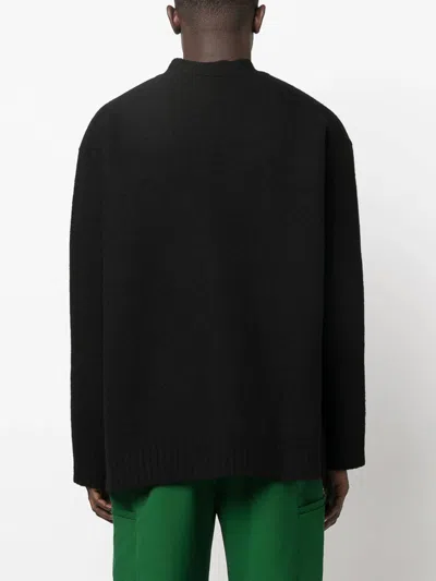 Jil Sander Boiled Wool Cardigan In Black