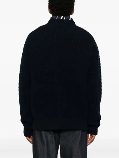 Jil Sander V Neck Cardigan Made From Wool In Blue
