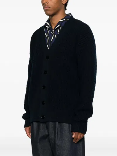 Jil Sander V Neck Cardigan Made From Wool In Blue