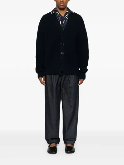 Jil Sander V Neck Cardigan Made From Wool In Blue