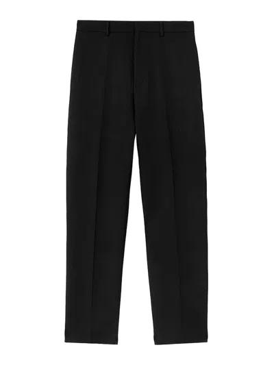 Jil Sander Black Wool Tapered Trousers In Black