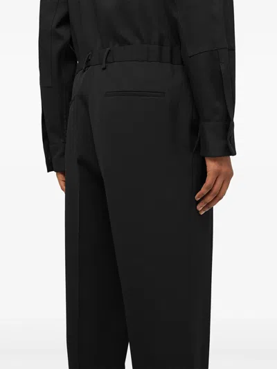 Jil Sander Black Wool Tapered Trousers In Black