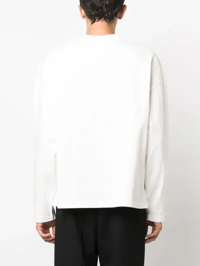 Jil Sander Men White Crewneck Sweatshirt With Contrasting Logo Print At The Front In Cotton Man In White