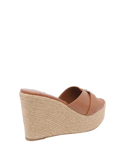 Jimmy Choo Leather Espadrille Sole Wedges With Wedge Heel