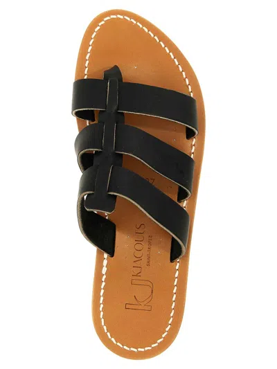 Kjacques Dolon Leather Three-strap Sandals In Black