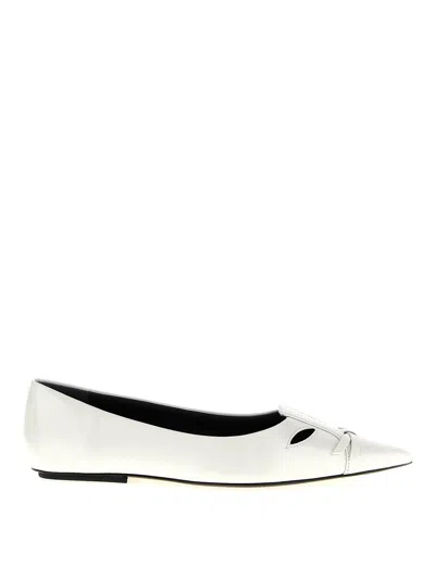 Marc Jacobs White Pointed Toe Ballet Flats In White