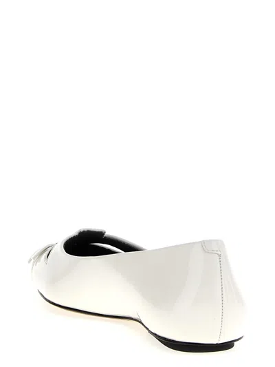 Marc Jacobs White Pointed Toe Ballet Flats In White