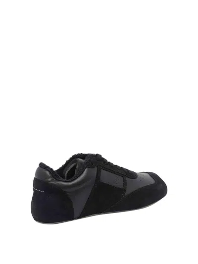 Mm6 Maison Margiela Black Leather And Suede Anatomic Sneakers