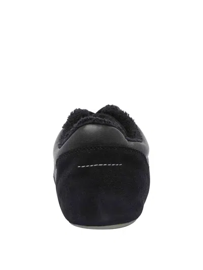 Mm6 Maison Margiela Black Leather And Suede Anatomic Sneakers